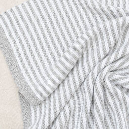 100% Cotton Knit Blanket - Grey Stripe