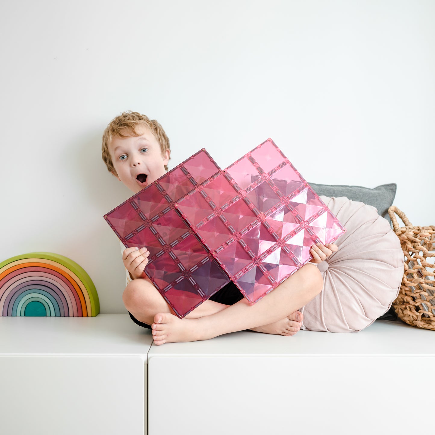 Connetix Tiles 2 Piece Base Plate Pink & Berry Pack | Serenity Kids