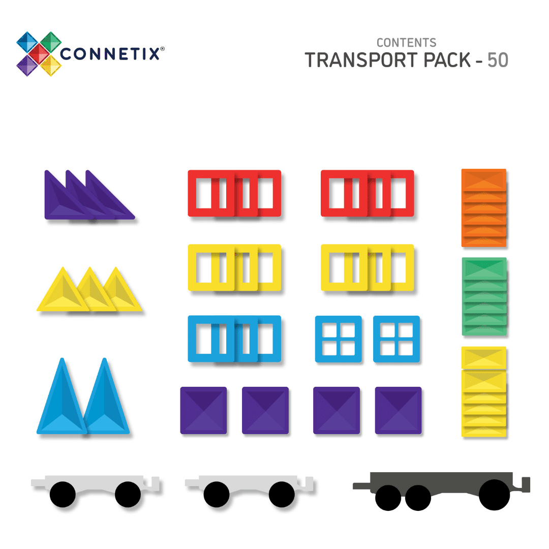 Connetix Magnetic Tiles Rainbow Transport Pack 50 pieces | Serenity Kids