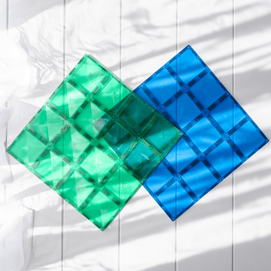 Connetix Tiles 2 Piece Base Plate Green & Blue Pack | Serenity Kids