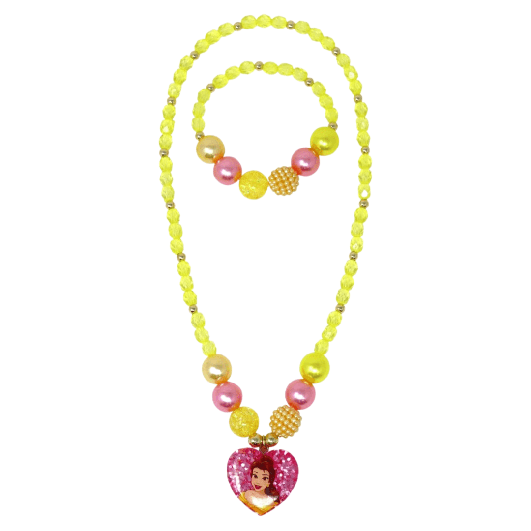Disney Princess Belle Pendant Necklace & Bracelet Set