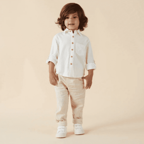 Archie Boys Long Sleeve Button Shirt - Ivory