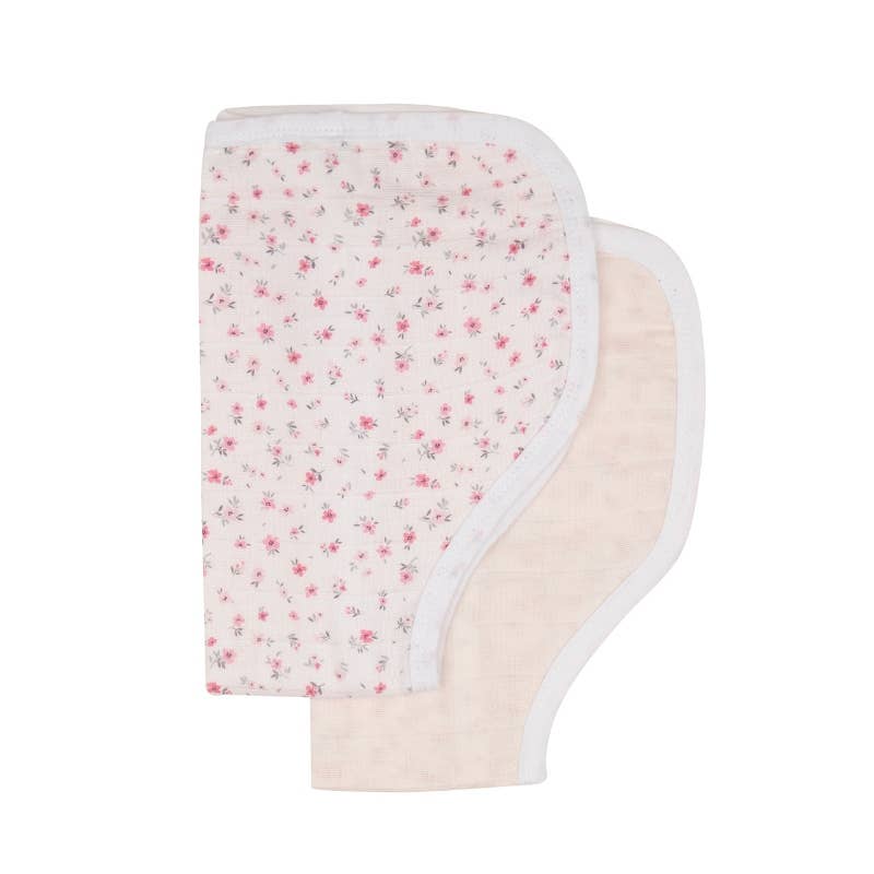 Burp Cloths 2pk - Pink Petals