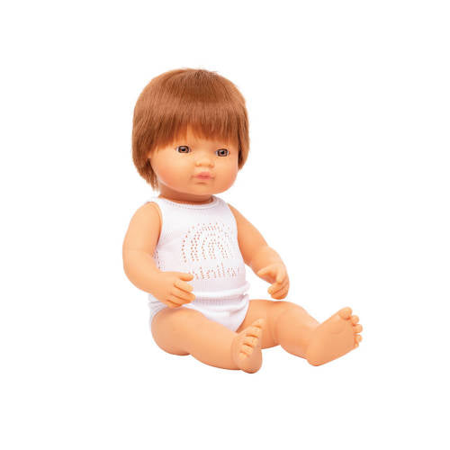 Miniland - Baby Doll - Caucasian Redhead Boy 38cm - Anatomically Correct