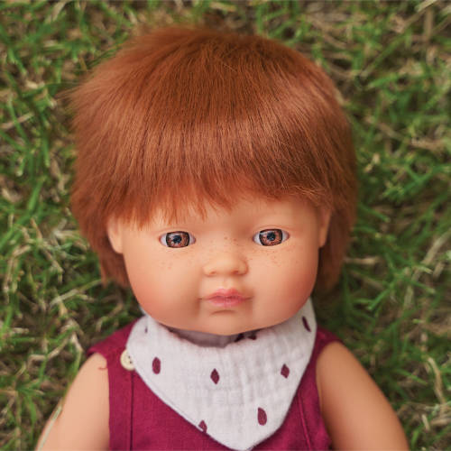 Miniland - Baby Doll - Caucasian Redhead Boy 38cm - Anatomically Correct