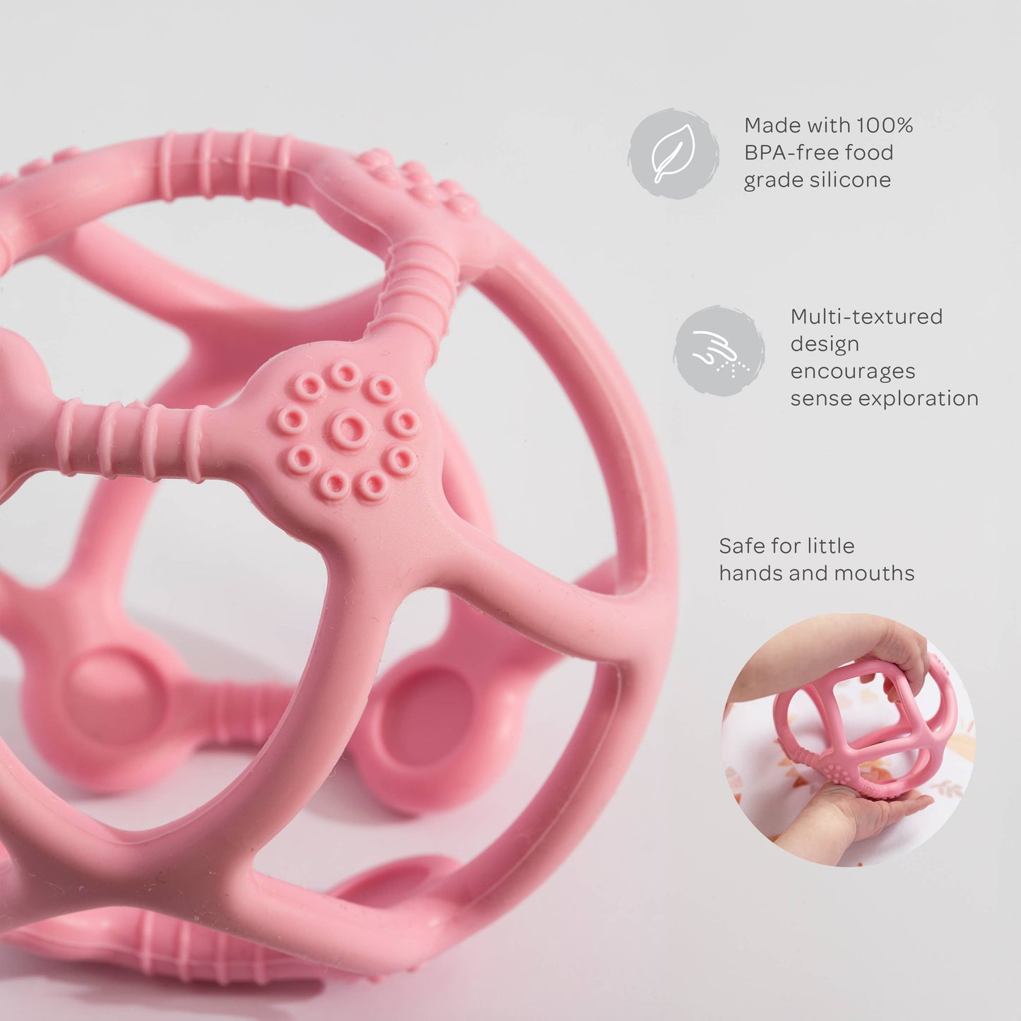 Playground Silicone Teething Ball - Light Pink