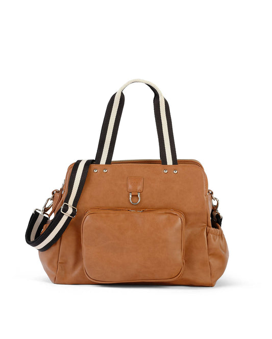 OiOi Vegan Leather Tote Triple Compartment Nappy Bag - Tan