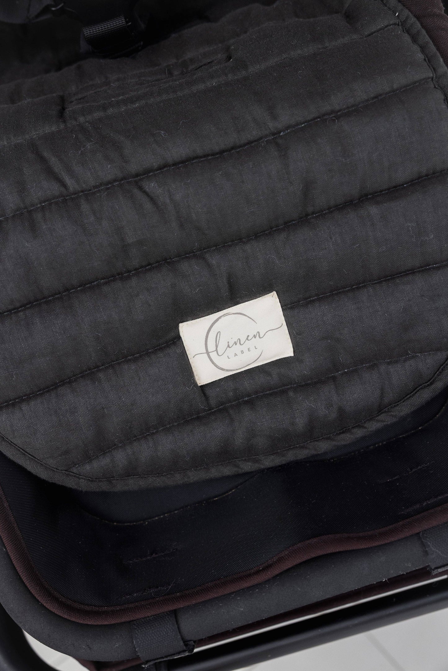 Charcoal & Oat - Pram Liner- Stripe Quilt