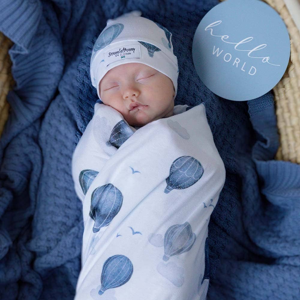 Snuggle Hunny Cloud Chaser Baby Jersey Wrap & Beanie Set