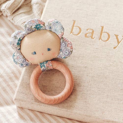 Alimrose Flower Baby Teether Rattle Lilly Blue