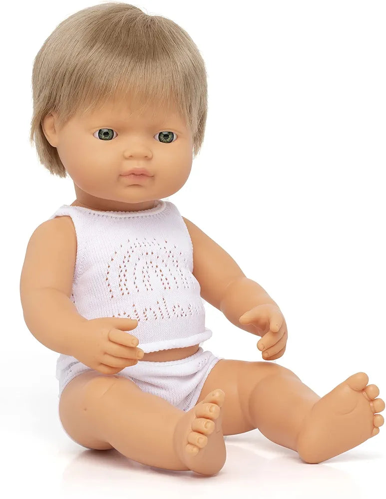 Miniland - Baby Doll - Caucasian Boy 38cm - Anatomically correct