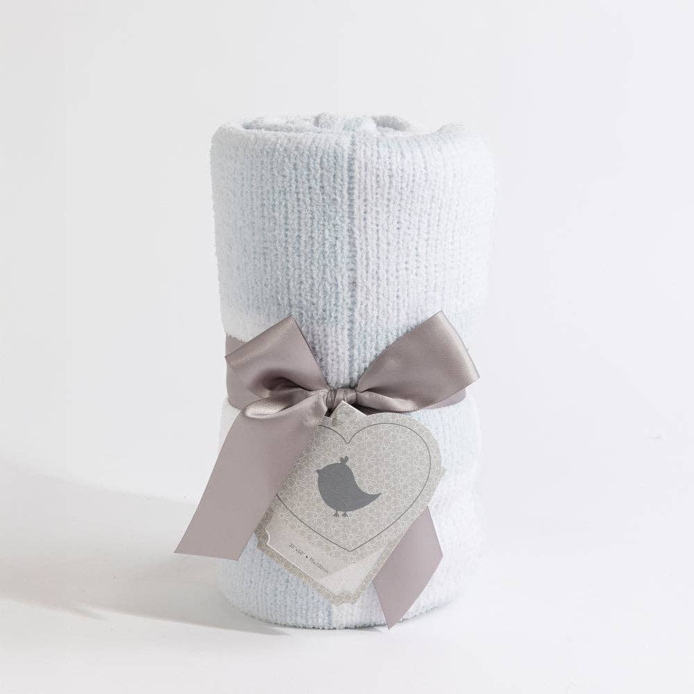 Chenille Blanket - Checkered Blue