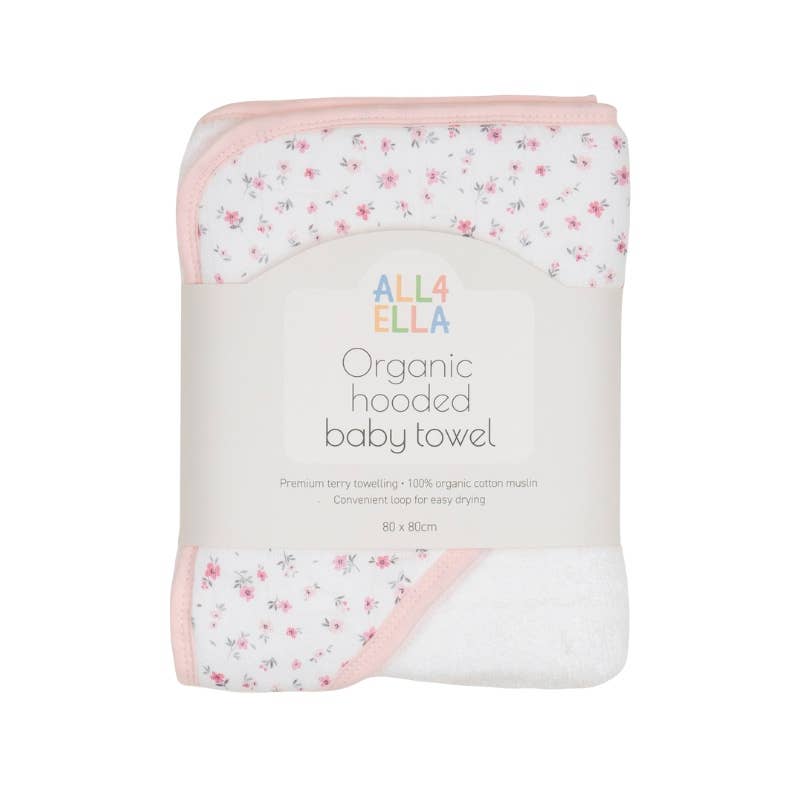 Hooded Towel - Pink Petals