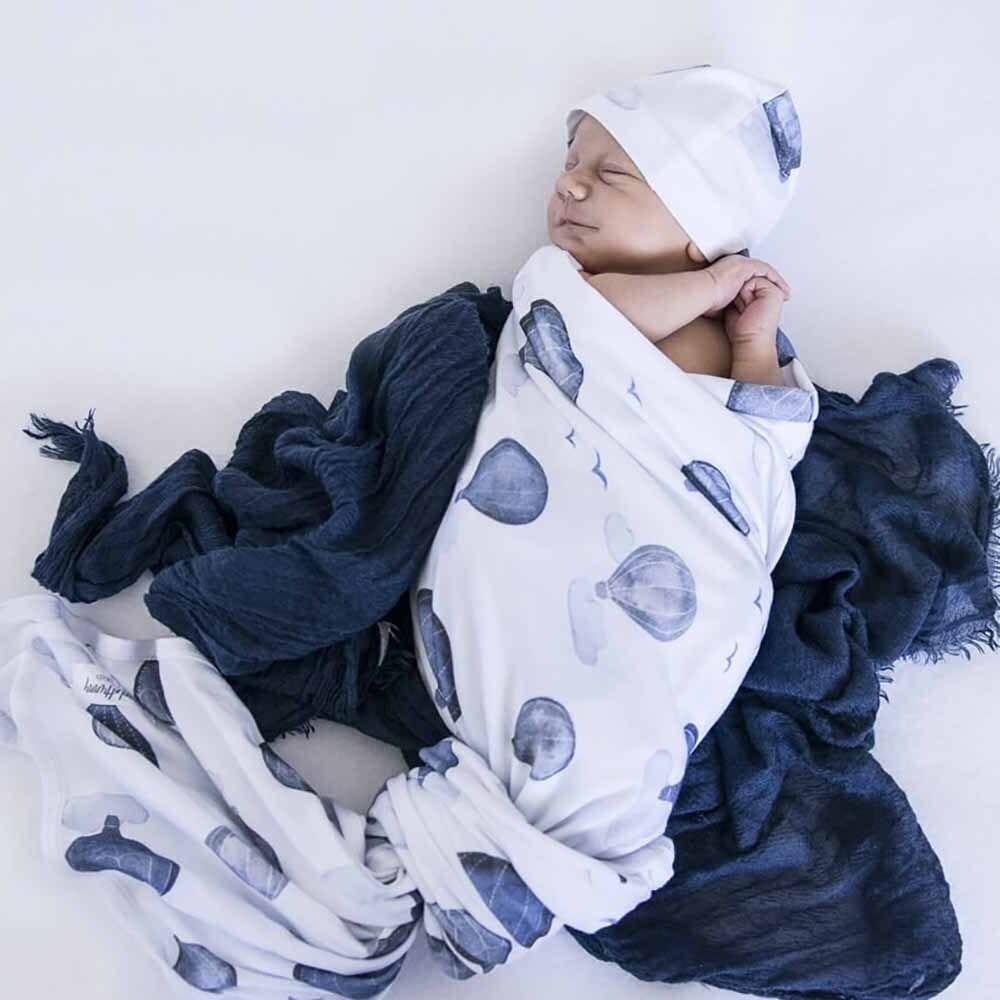 Snuggle Hunny Cloud Chaser Baby Jersey Wrap & Beanie Set