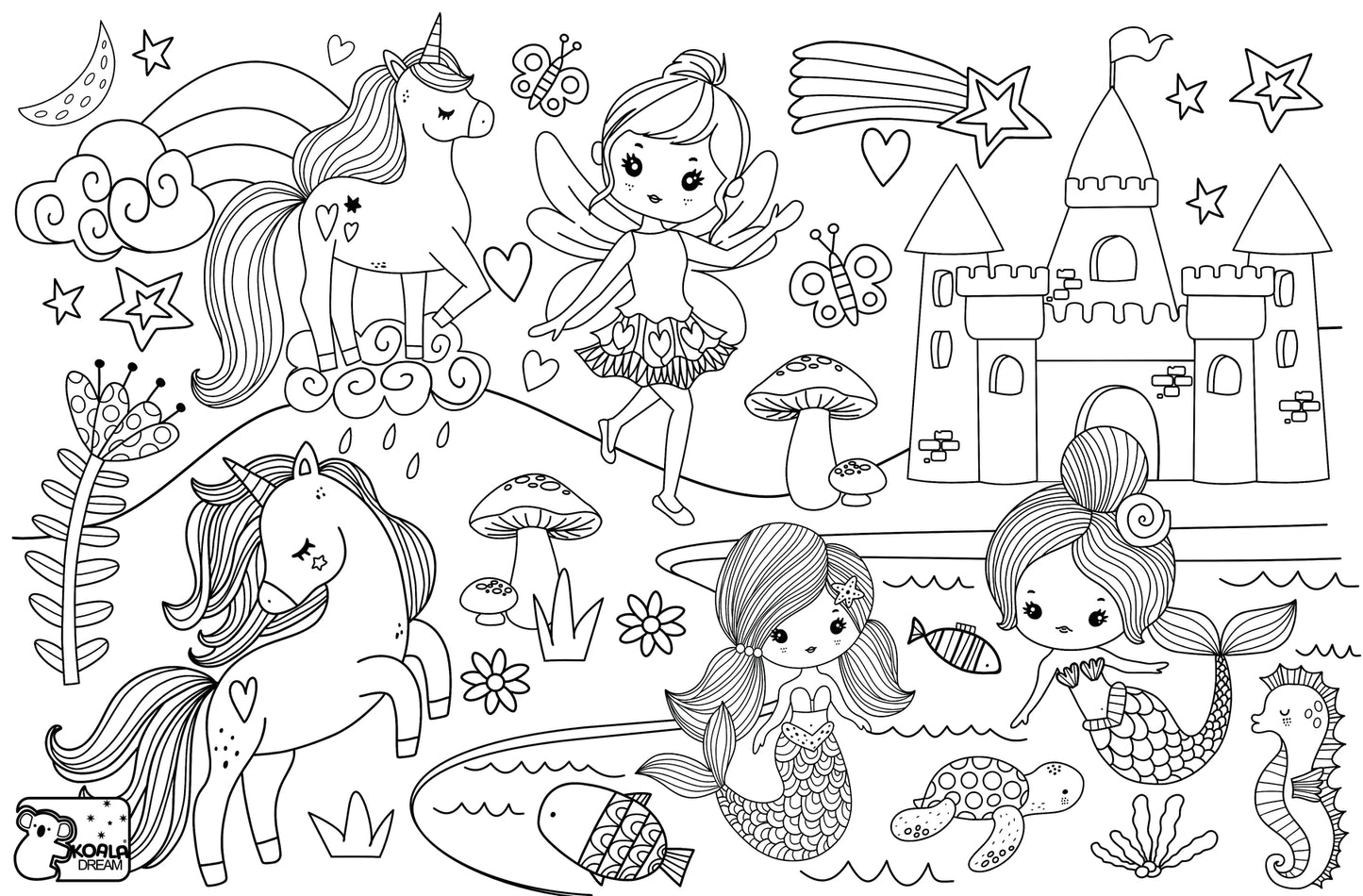 REUSABLE SILICONE DRAWING MAT & WASHABLE MARKERS SET - ENCHANTED KINGDOM