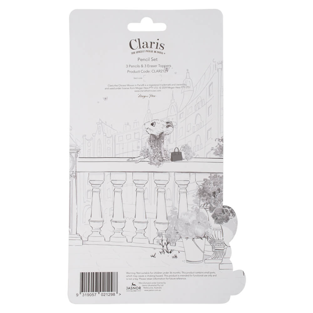 Claris In Paris Pencil Set with Eraser Toppers | Serenity Kids