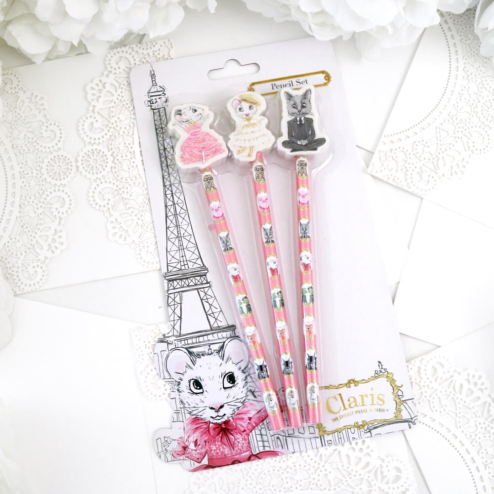 Claris In Paris Pencil Set with Eraser Toppers | Serenity Kids