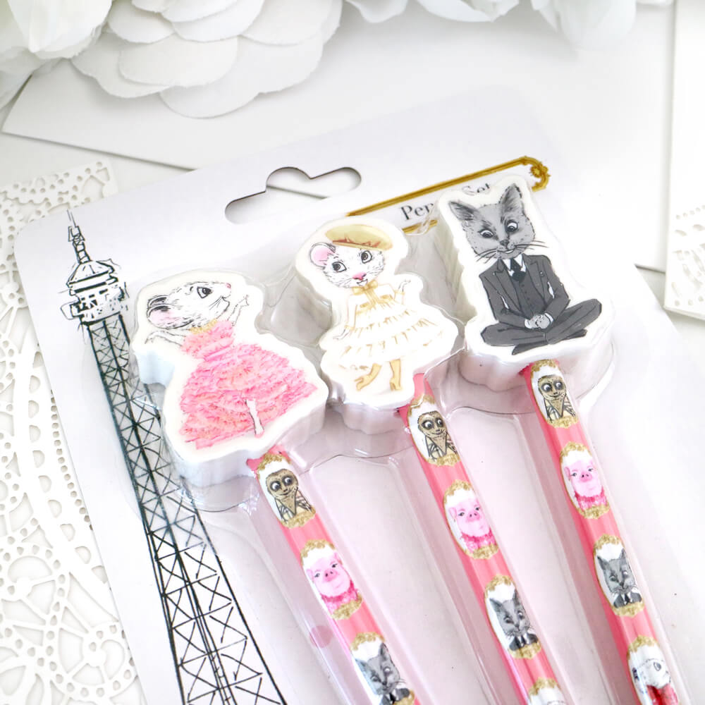 Claris In Paris Pencil Set with Eraser Toppers | Serenity Kids
