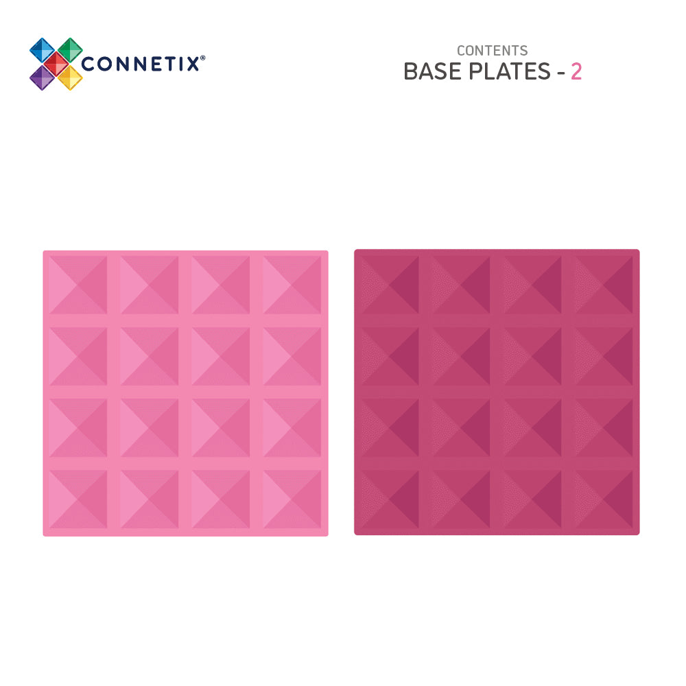 Connetix Tiles 2 Piece Base Plate Pink & Berry Pack | Serenity Kids