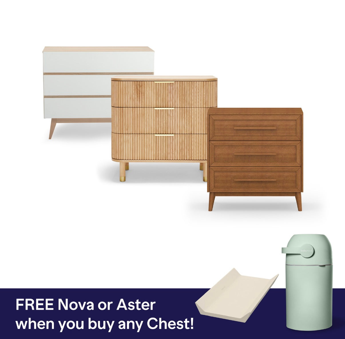 BabyRest Grove Chest 3 Drawers Tallboy - Vintage Ash