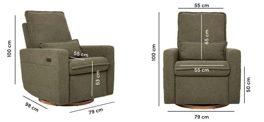 iL TuTTo Frankie Electric Recliner Glider Nursery Chair in Olive Teddy