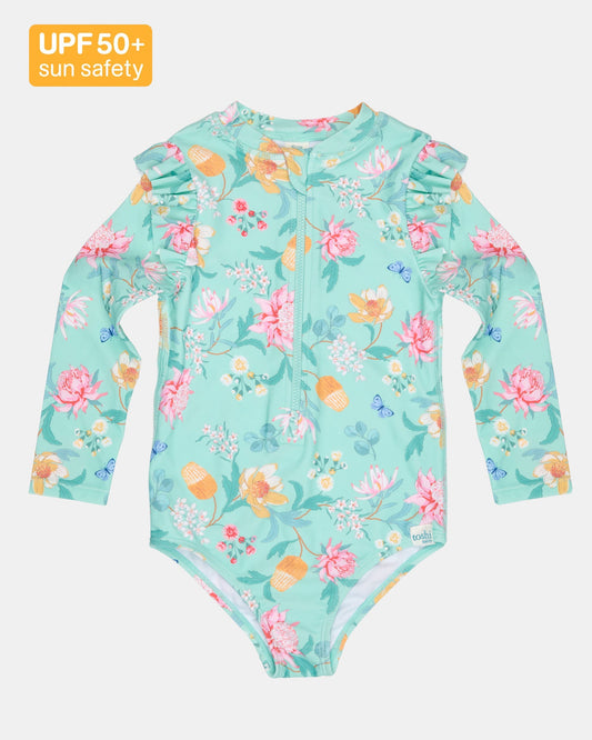 Toshi Swim Bodysuit Waratah Mint - Size 3