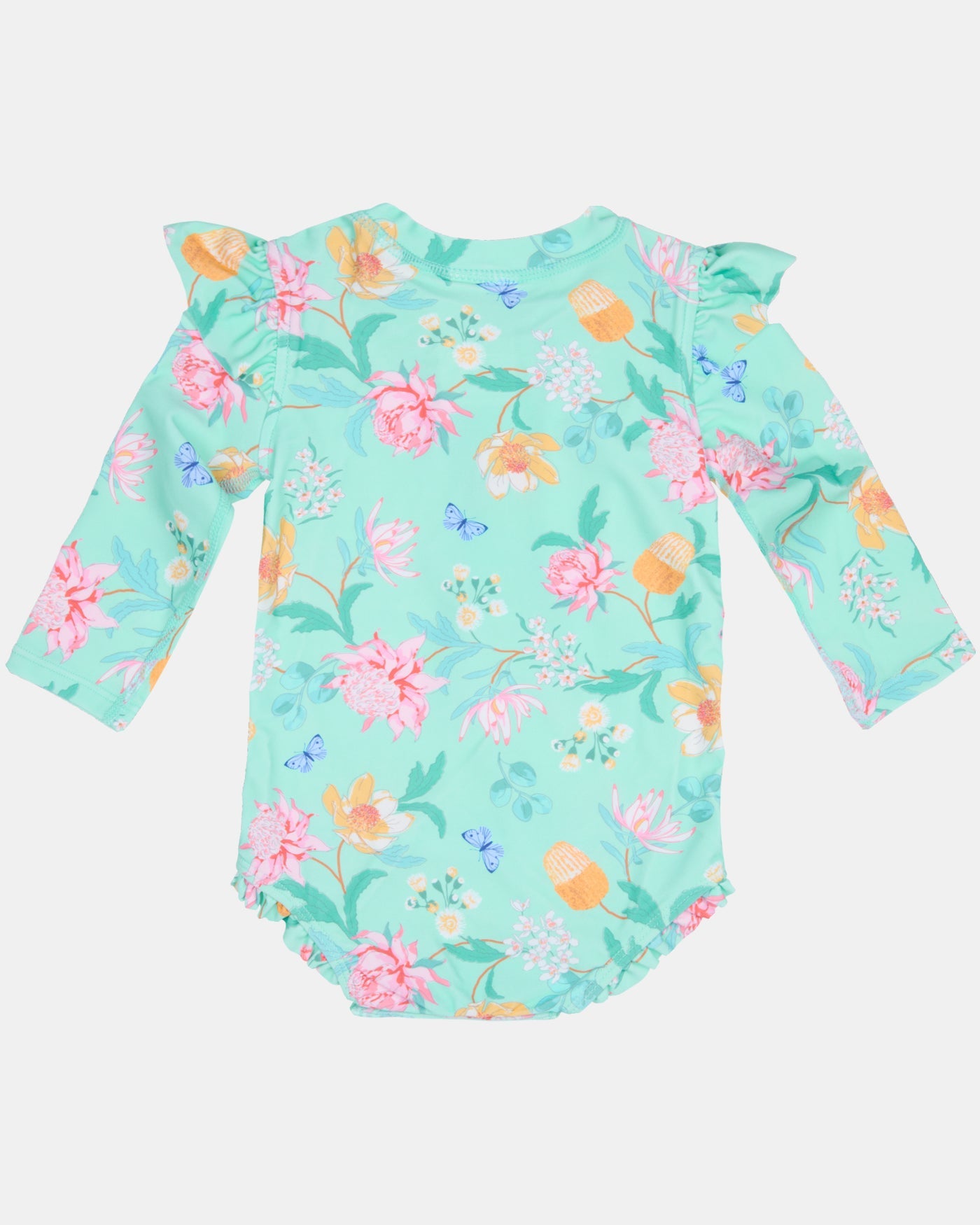 Toshi Swim Onesie L/S Ripple - Waratah Mint