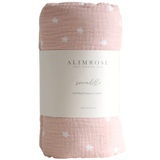Alimrose Muslin Swaddle Starry Night Pink