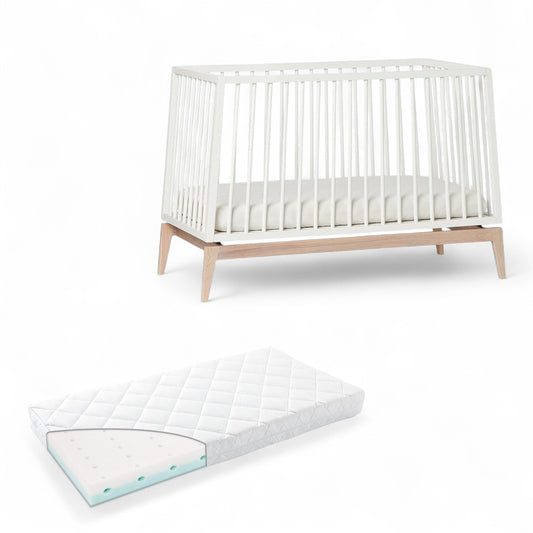 Leander Luna Cot - White + FREE Comfort Mattress