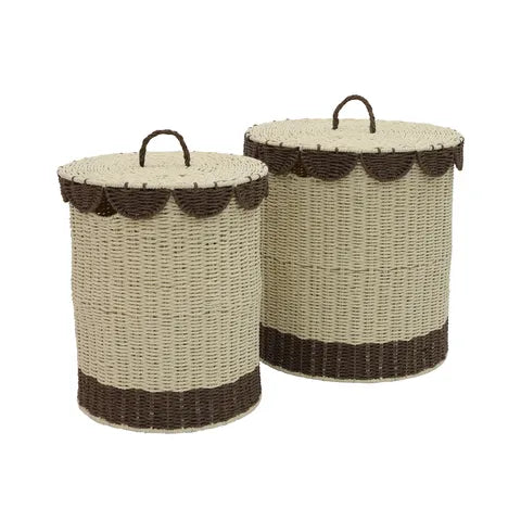 APOLLO Set Of 2 PAPER HAMPER STORAGE NATURAL/CHOCOLATE