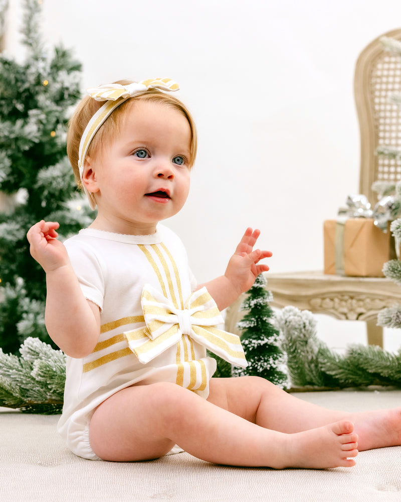 Bébé by Minihaha - GOLD BOW GIFT BODYSUIT & HEADBAND