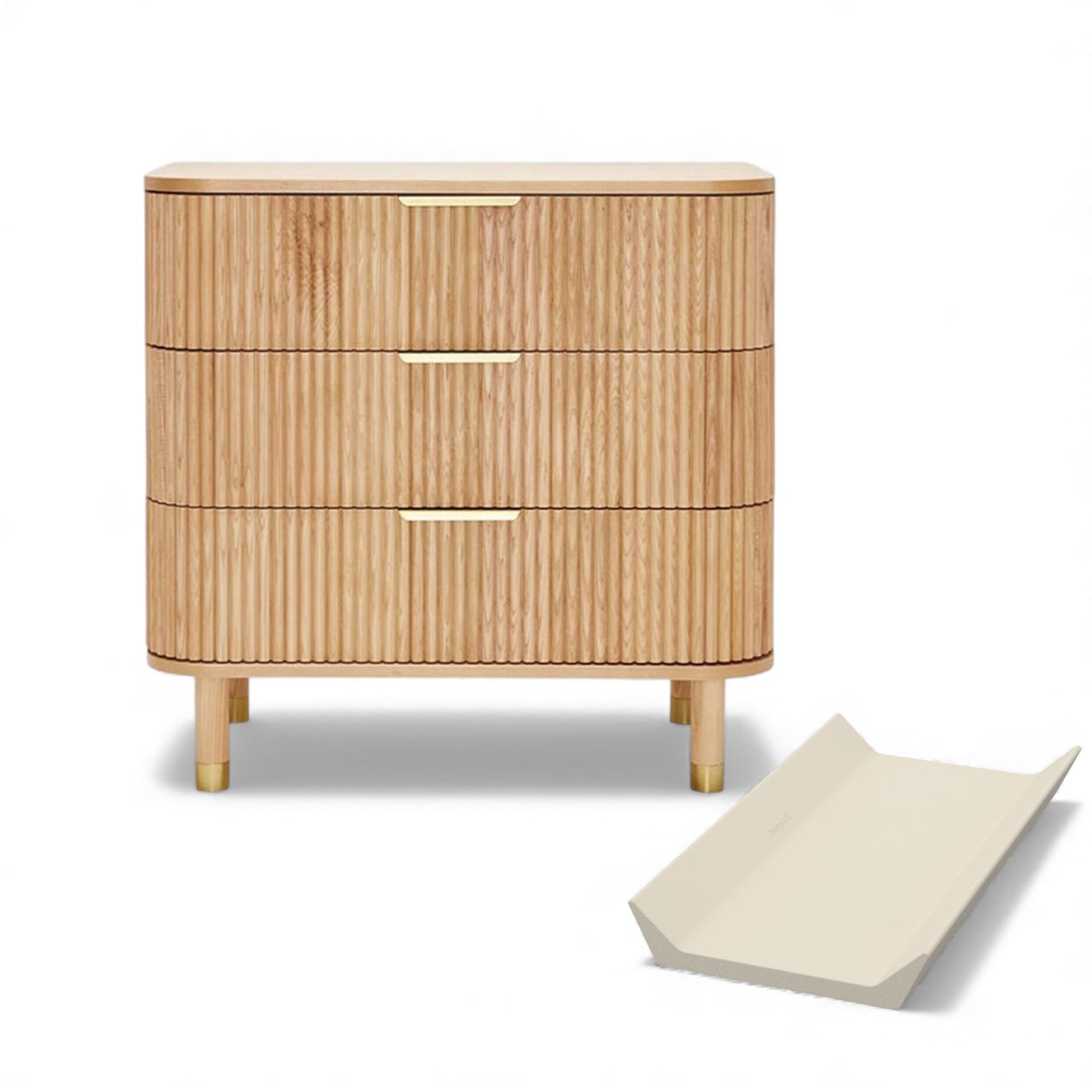 BabyRest Juno Chest 3 Drawer - Ash + FREE Change Mat Or Nappy Bin