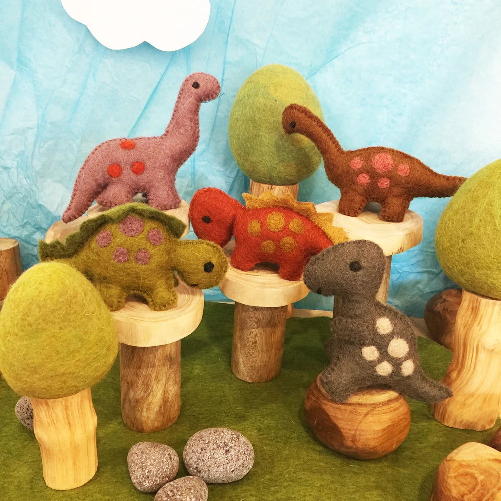 Papoose Toys Dinosaurs Natural 5pc Set