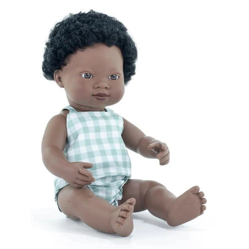 Miniland - My Friends & Me - Baby Doll African Boy 38cm Anatomically Correct