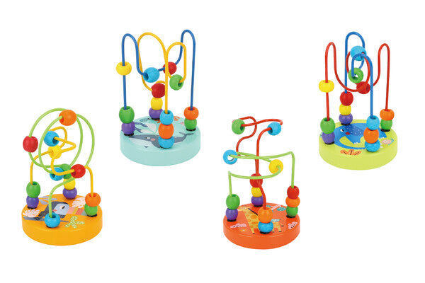 WOODEN ANIMAL BEAD MAZES COASTER TOY