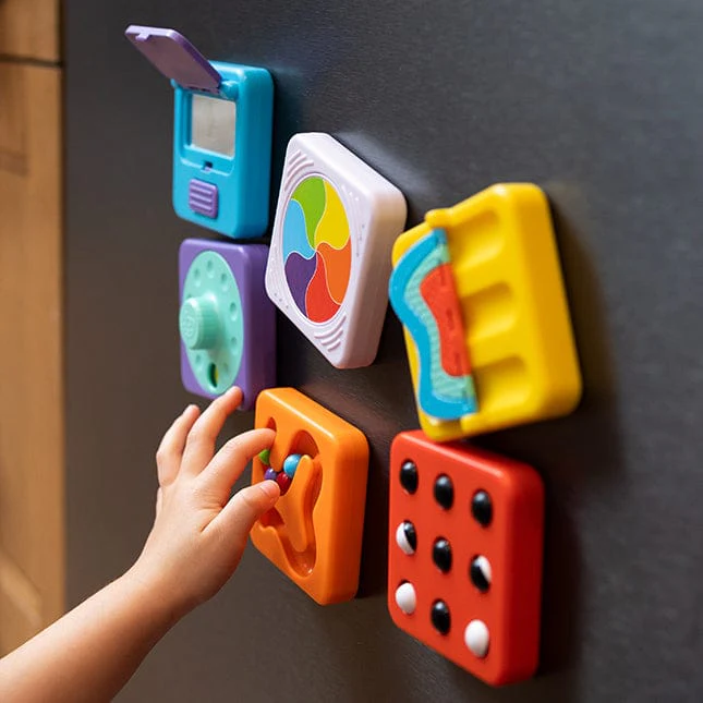 FAT BRAIN TOYS PLAYTAB SENSORY SET 2 (TRACKBALL TILE, COLOR WHEEL, SWITCHES TILE)