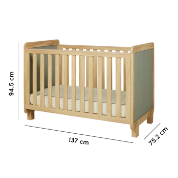 iL TuTTo Kuba Cot in Sage Weave & Golden Oak