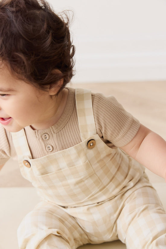 Jamie Kay - Organic Cotton Kingston Overall - Gingham Pale Khaki