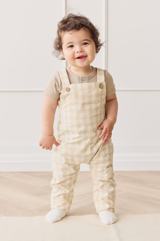 Jamie Kay - Organic Cotton Kingston Overall - Gingham Pale Khaki