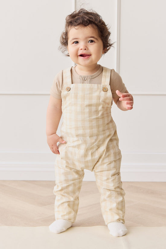 Jamie Kay - Organic Cotton Kingston Overall - Gingham Pale Khaki