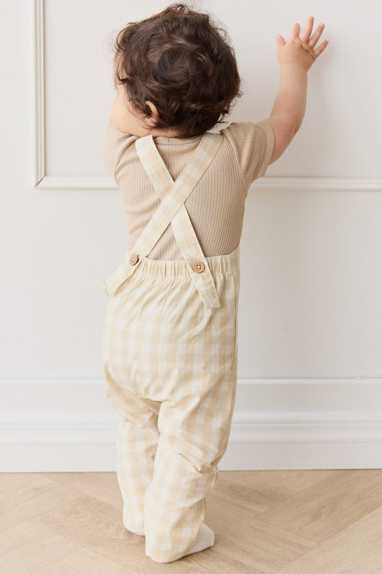 Jamie Kay - Organic Cotton Kingston Overall - Gingham Pale Khaki