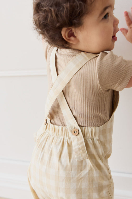 Jamie Kay - Organic Cotton Kingston Overall - Gingham Pale Khaki