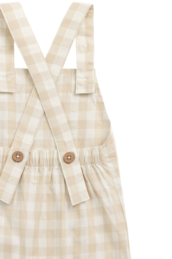 Jamie Kay - Organic Cotton Kingston Overall - Gingham Pale Khaki