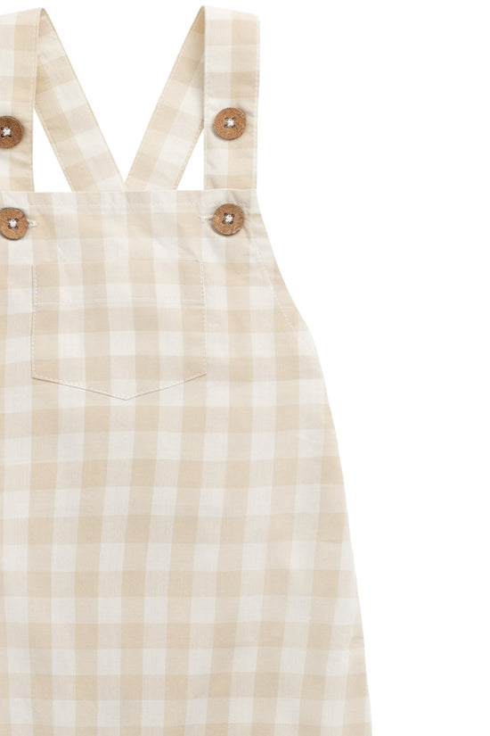 Jamie Kay - Organic Cotton Kingston Overall - Gingham Pale Khaki