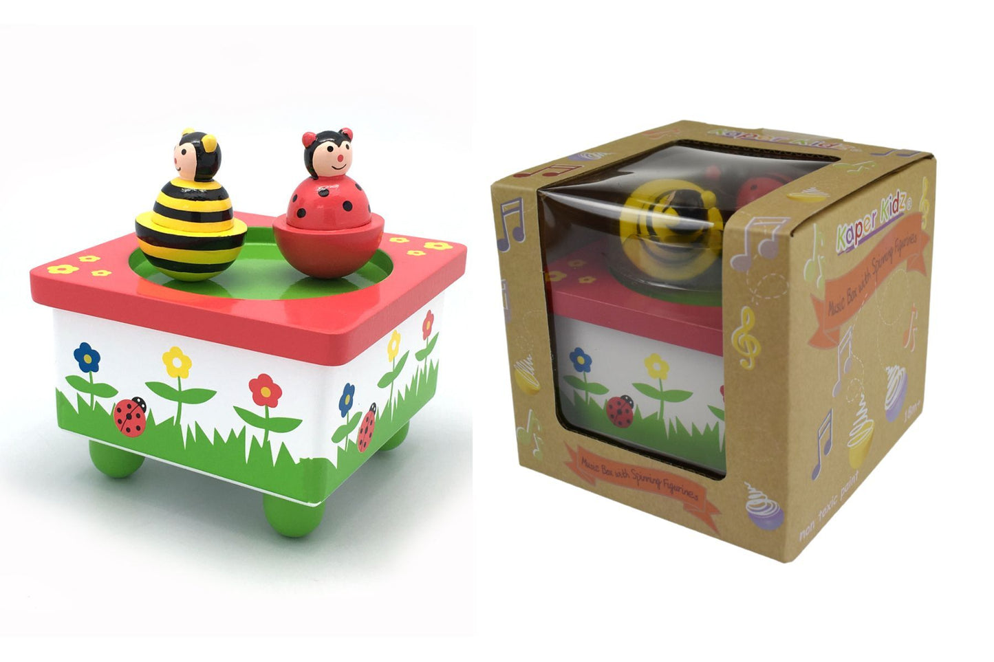 Bee & Ladybug Wooden Music Box
