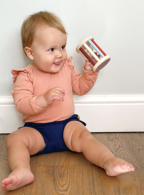 Wooden Rolling Kitten Rattle