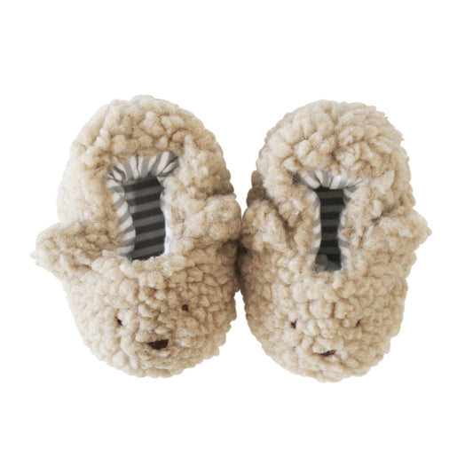 Alimrose Sherpa Bear Booties Oatmeal 0-6mths