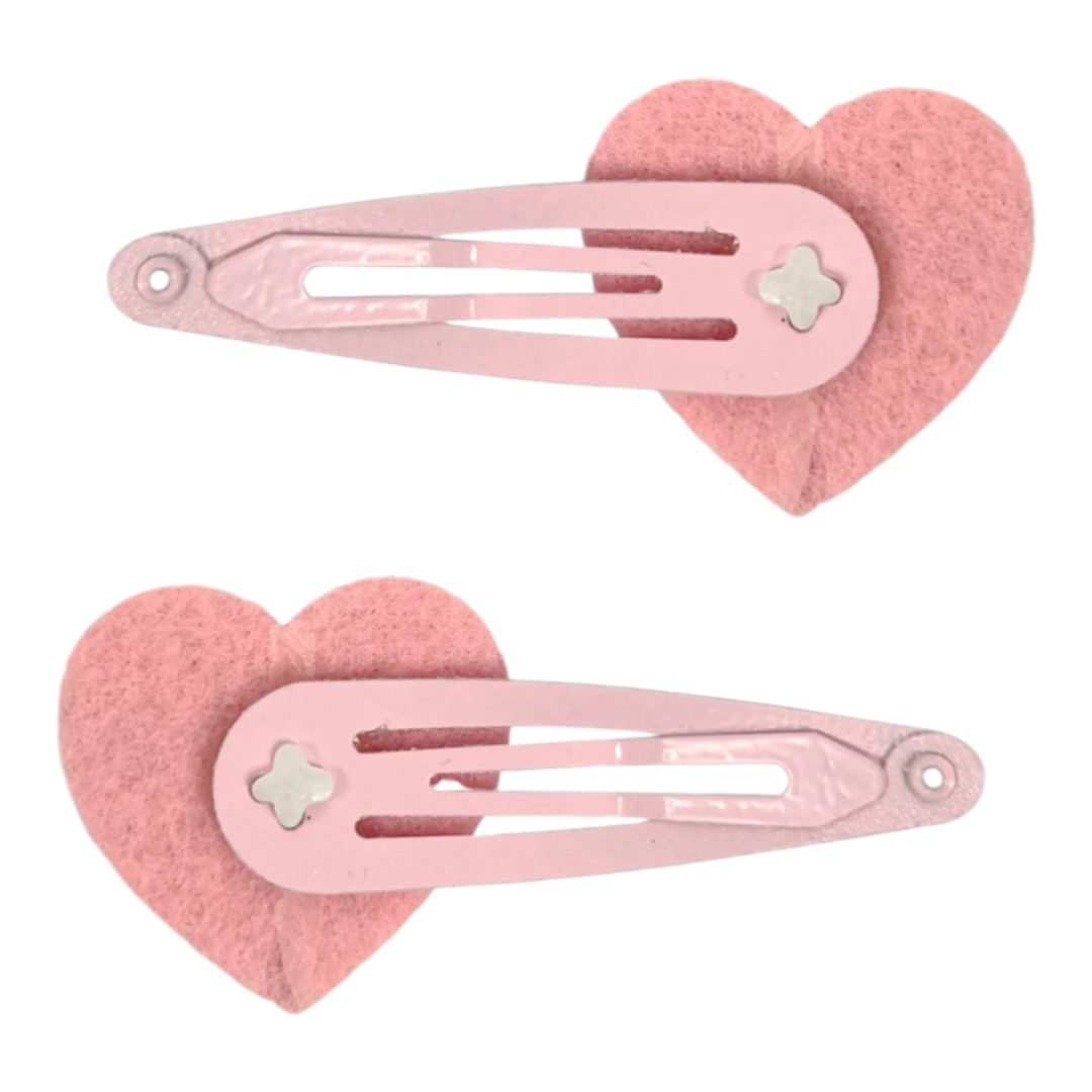 Pink Rhinestone Heart Hair Clips