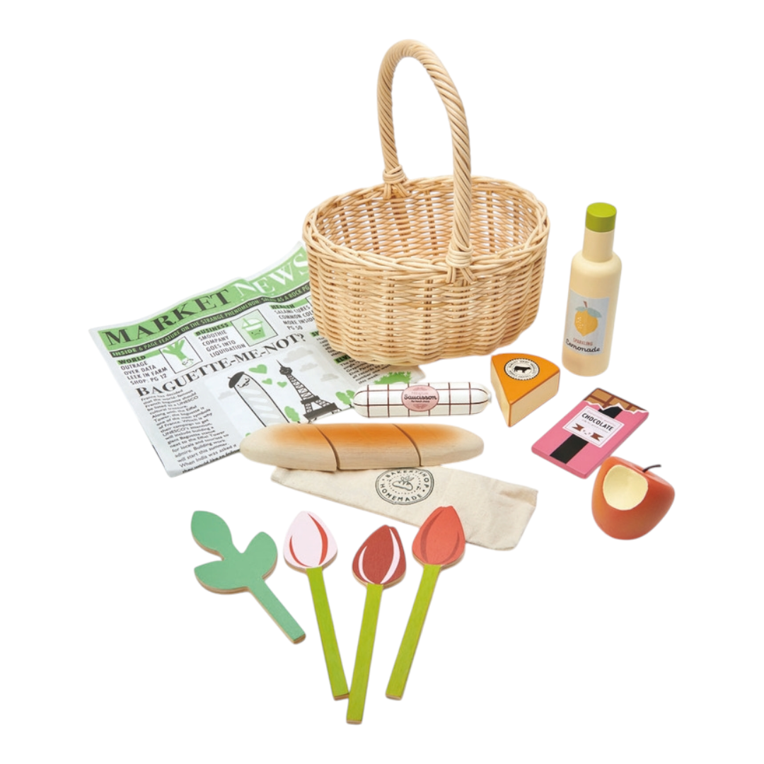 Tender Leaf Toys - Wicker Shopping Basket Market Playset