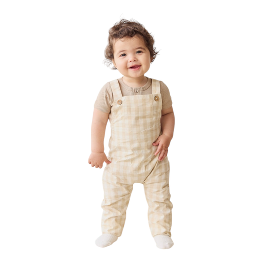 Jamie Kay - Organic Cotton Kingston Overall - Gingham Pale Khaki